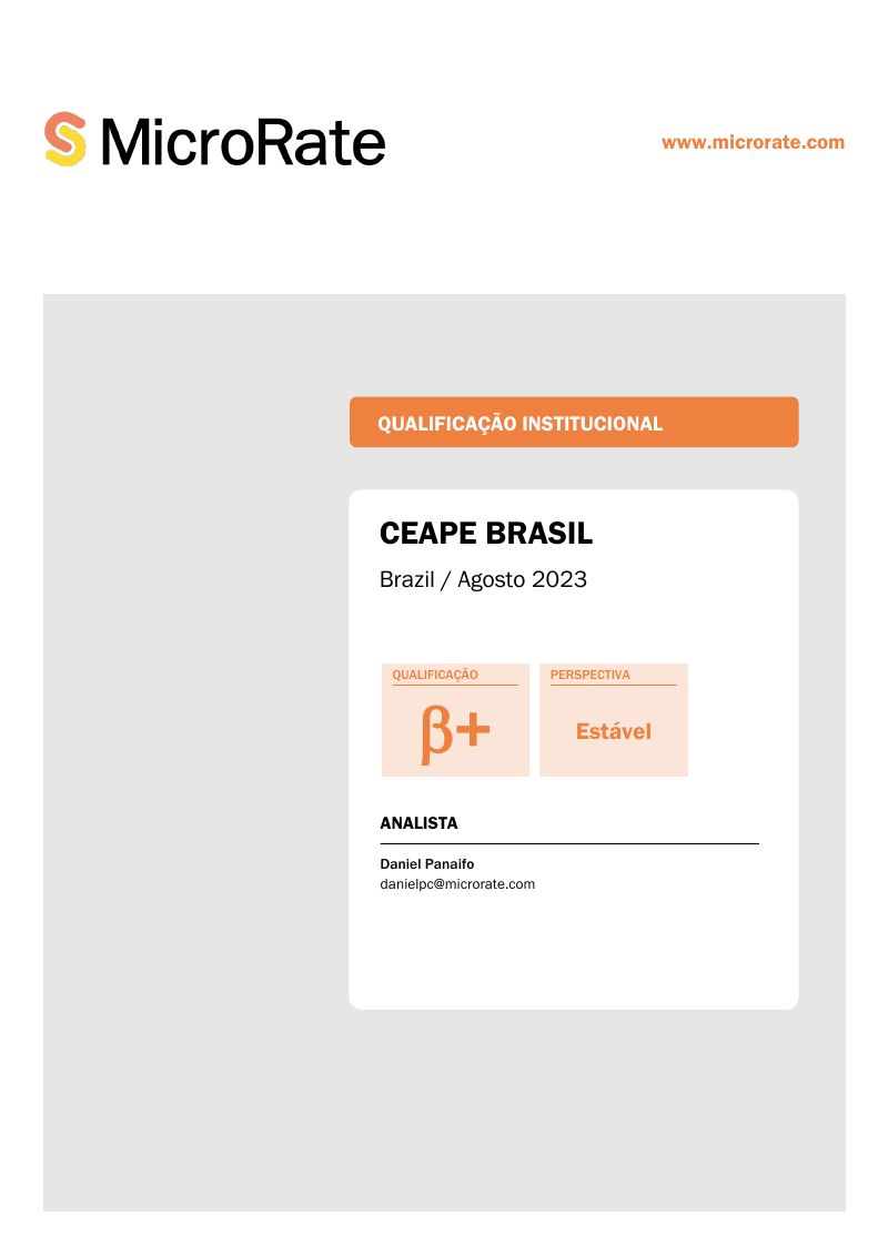 Capa do documento Qualificação Institucional MicroRate — 2023