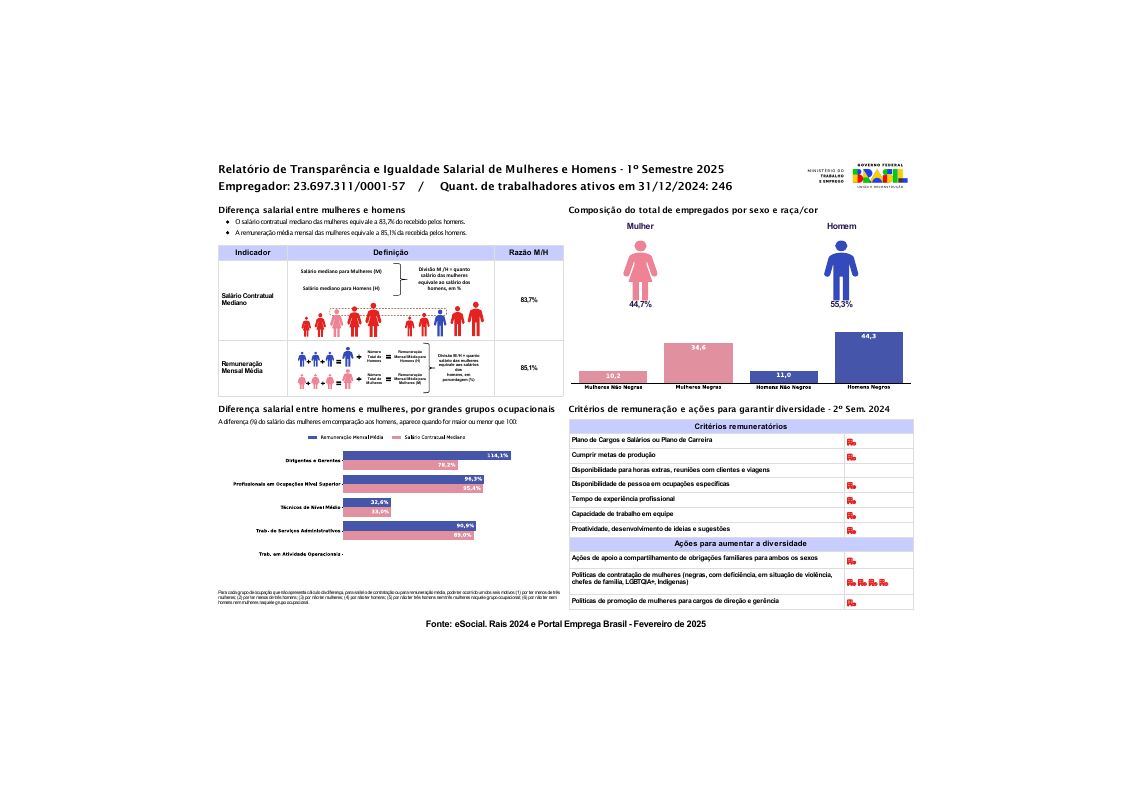 Capa do documento Relatório de Transparência e Igualdade Salarial — 1º Semestre de 2025